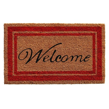 Calloway Mills 18 x 30 in. Red Border Welcome Rectangular Doormat, Natural CA57165